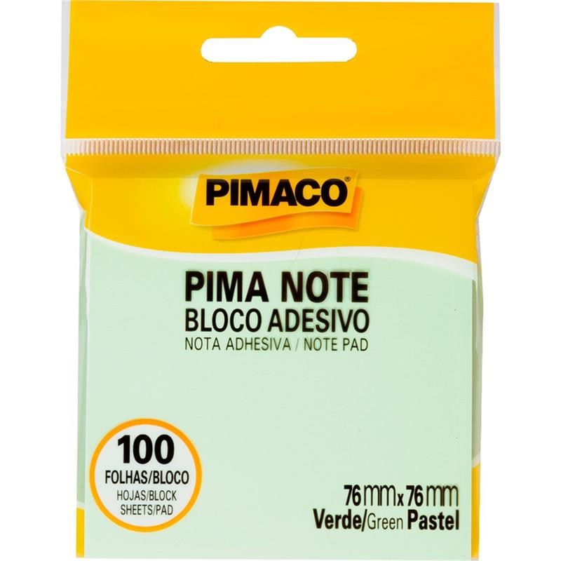 BLOCO DE RECADO AUTOADESIVO PIMANOTE 76 MM X 76 MM 100 FLS. VERDE - PIMACO UNIDADE