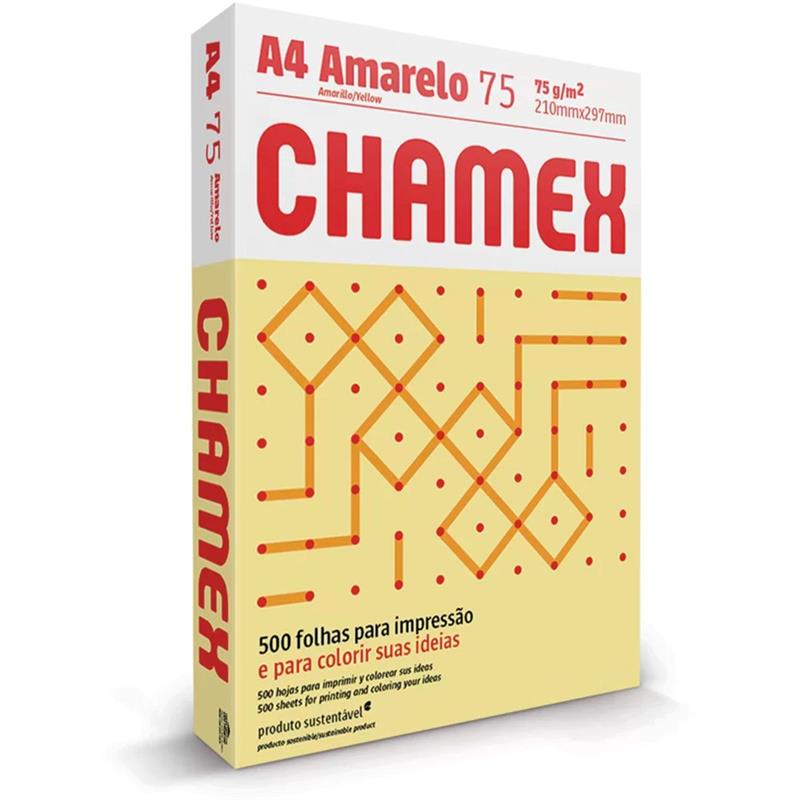 PAPEL SULFITE A4 COLORIDO CHAMEX 75 G AMARELO CHAMEX PCT/500UN