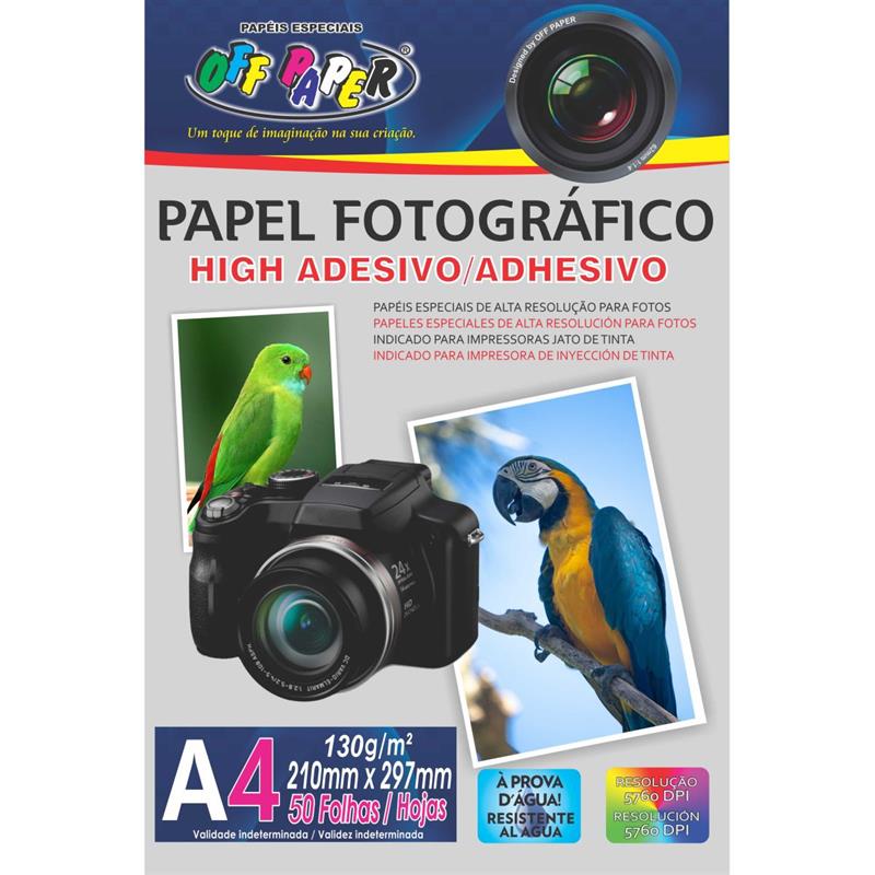 PAPEL FOTOGRÁFICO INKJET A4 HIGH ADESIVO 130 G - OFF PAPER PCT.C/50