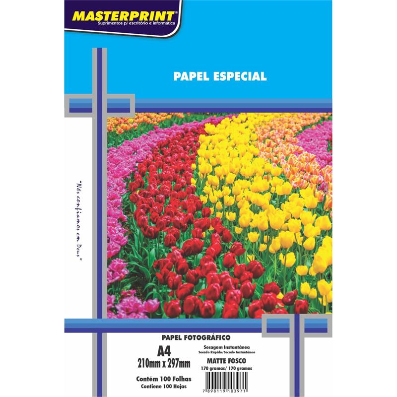 PAPEL FOTOGRÁFICO INKJET A4 MATTE 170 G - MASTERPRINT PCT.C/100