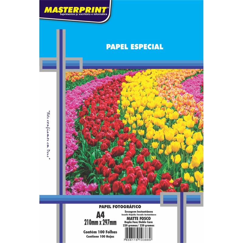 PAPEL FOTOGRÁFICO INKJET A4 MATTE DUPLA FACE 220 G - MASTERPRINT PCT.C/100
