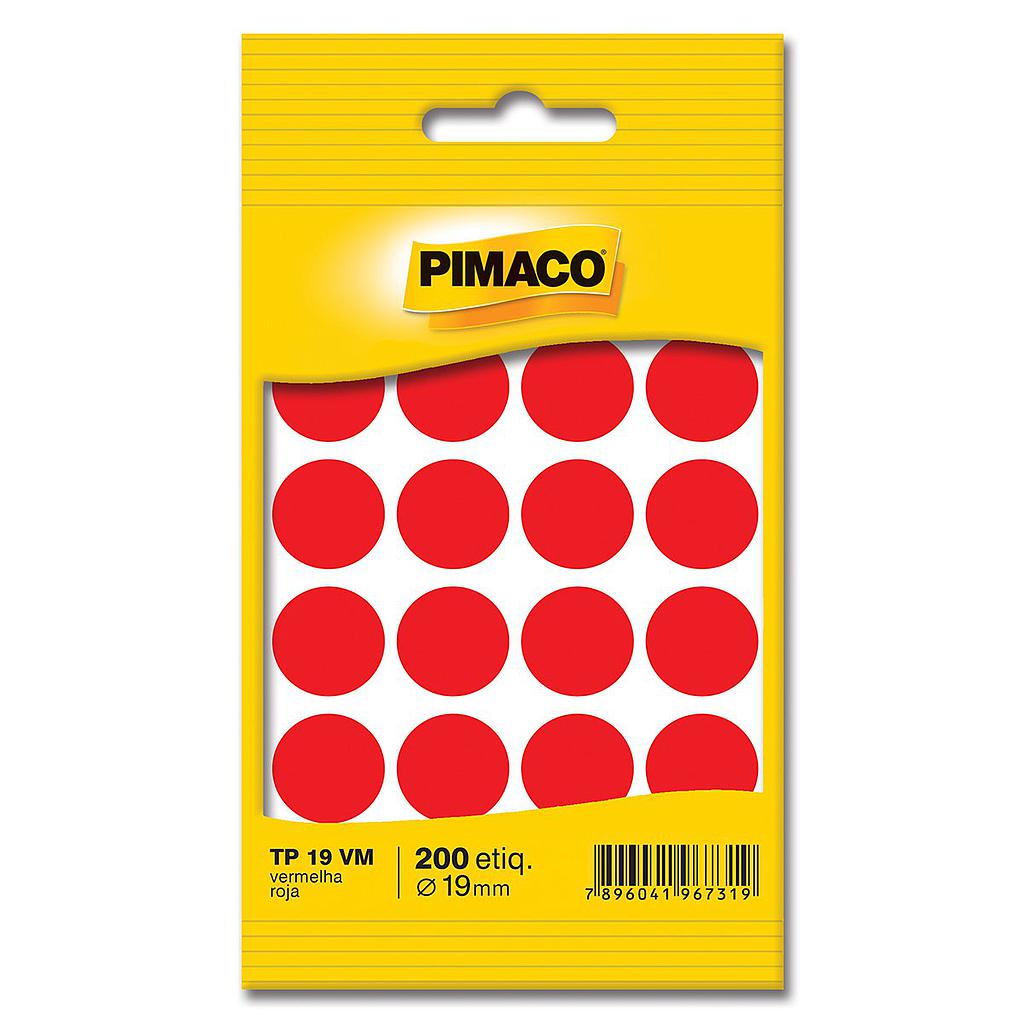 ETIQUETA PIMACO REDONDA TP-19 VERMELHO