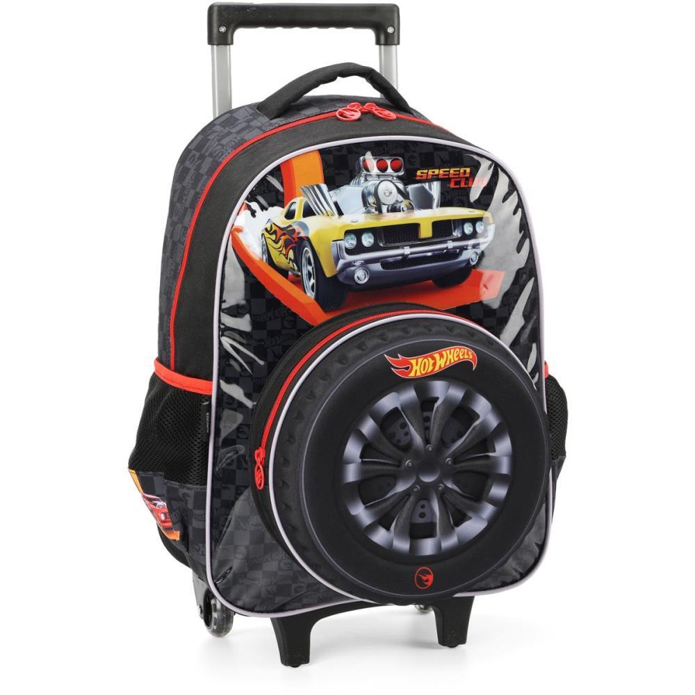 MOCHILA INFANTIL COM RODINHA HOT WHEELS G PRETA - LUXCEL UNIDADE