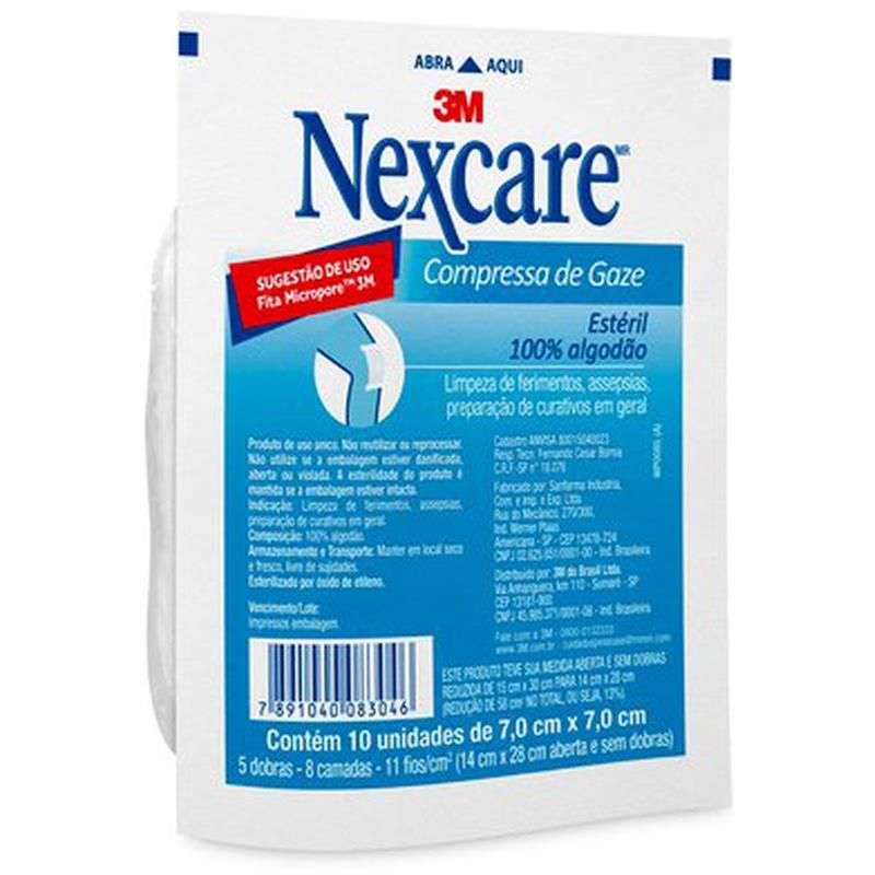 PRODUTOS FARMA NEXCARE GAZE ESTÉRIL COM 10 UNIDADE - 3M PACOTE