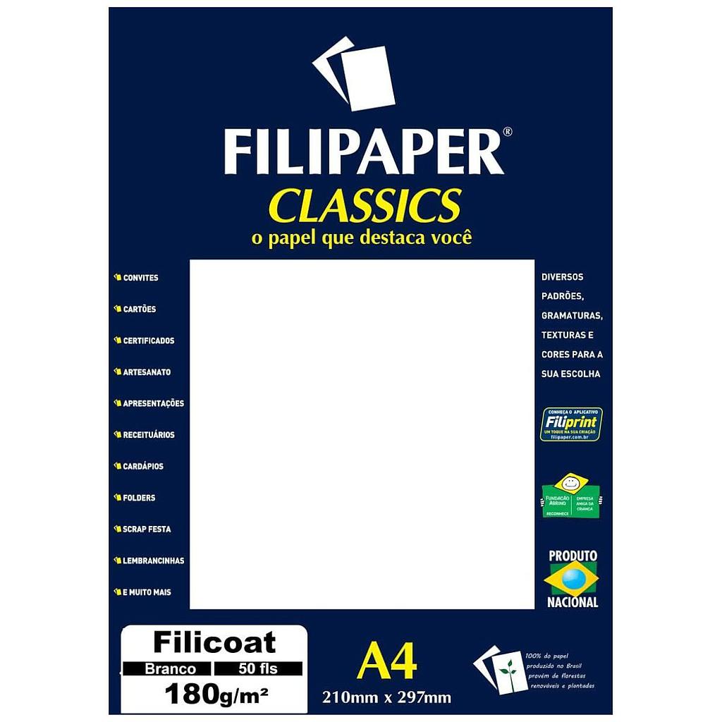 PAPEL FILICOAT FILIPAPER CLASSICS A4 BRANCO 180G 50 FOLHAS
