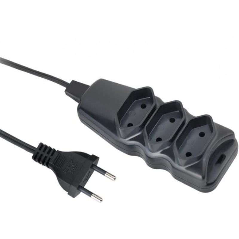 EXTENSAO ELETRICA BIPOLAR 3ENTRADAS 3MTS. PRETA - ELGIN UNIDADE