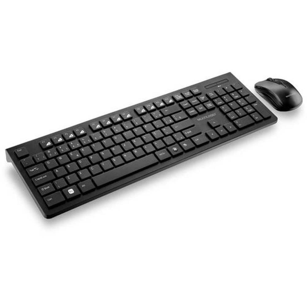 TECLADO E MOUSE S/FIO USB MULTILASER SLIM TC212 PRETO