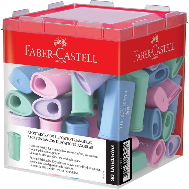 APONTADOR (COM DEPOSITO) TRIANGULAR 4CORES PASTEL - FABER-CASTELL DP.C/30