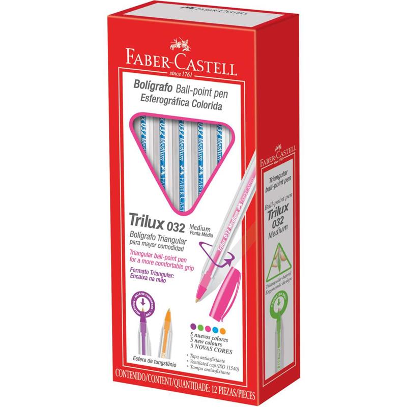 CANETA ESFEROGRAFICA TRILUX COLORS 1.0MM ROXO - FABER-CASTELL CX.C/12