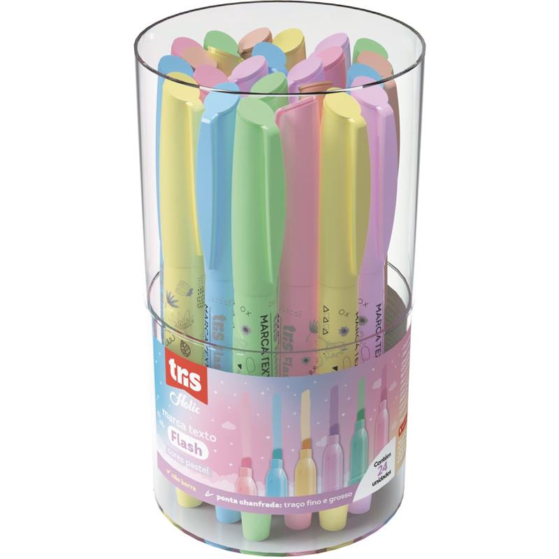 CANETA MARCA TEXTO TRIS FLASH 6 CORES PASTEL - SUMMIT POTE-24