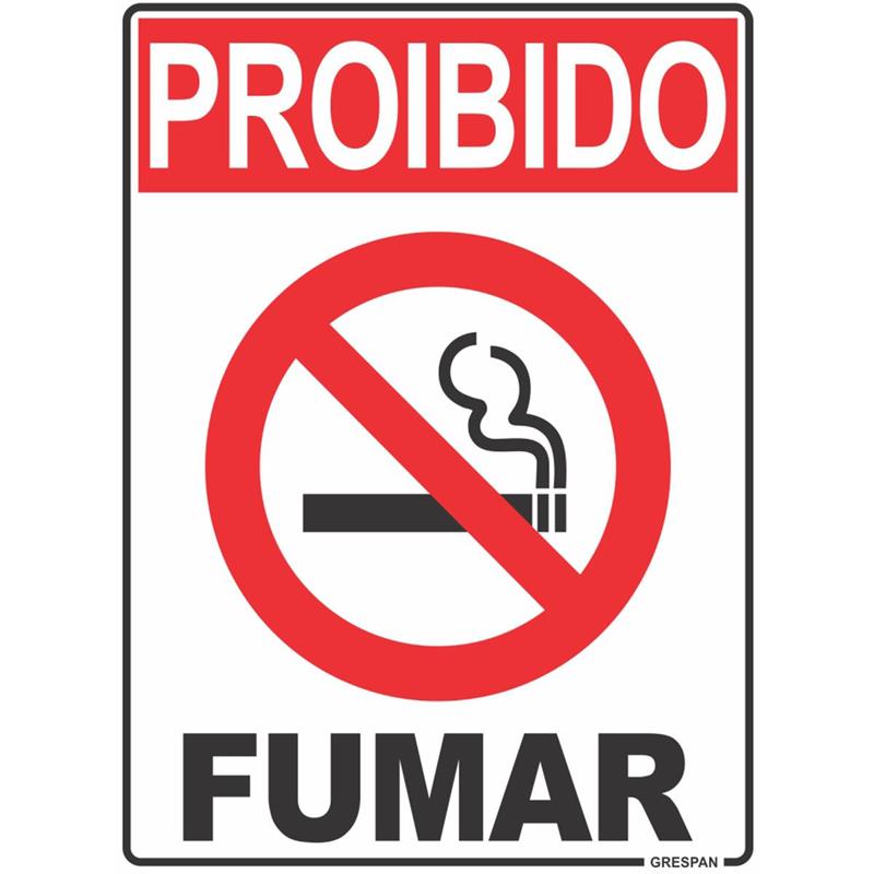 PLACA DE SINALIZACAO PROIBIDO FUMAR 15X20CM. - GRESPAN PCT.C/05