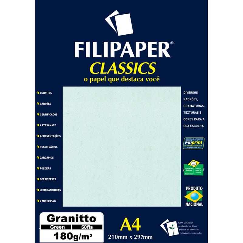 PAPEL A4 (GRANITO) VERDE 180G. - FILIPERSON CX.C/50