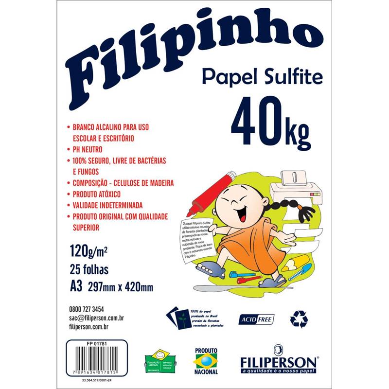 PAPEL SULFITE A3 40 KILOS 25FLS. BRANCO - FILIPERSON PACOTE