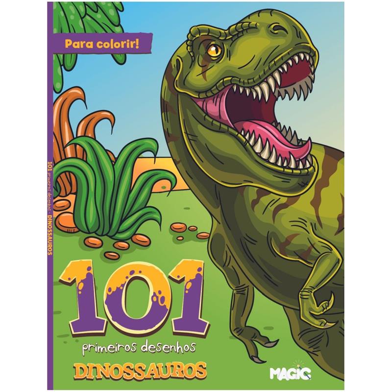 LIVRO INFANTIL COLORIR DINOSSAUROS 101 DESENHOS - MAGIC KIDS UNIDADE