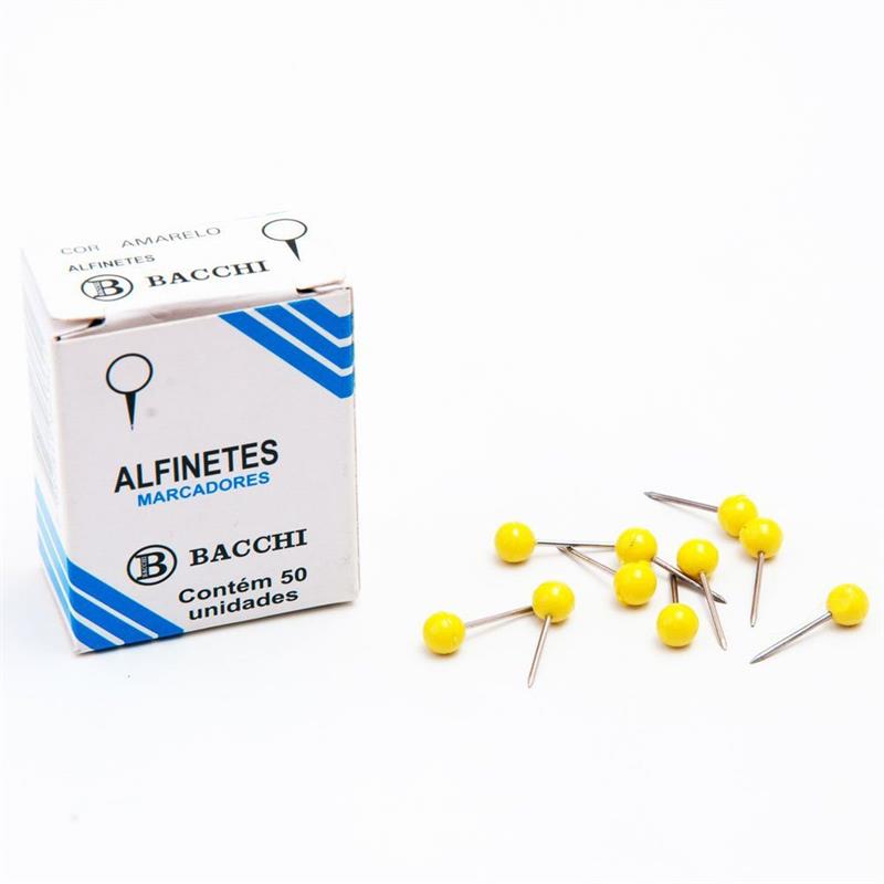 ALFINETE MAPA AMARELO CX.C/50PCS - BACCHI PCT.C/10
