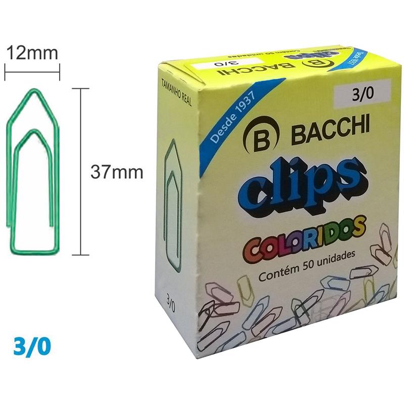 CLIPE COLORIDO REF.3/0 C/ 50 UNIDADES - BACCHI PCT.C/10