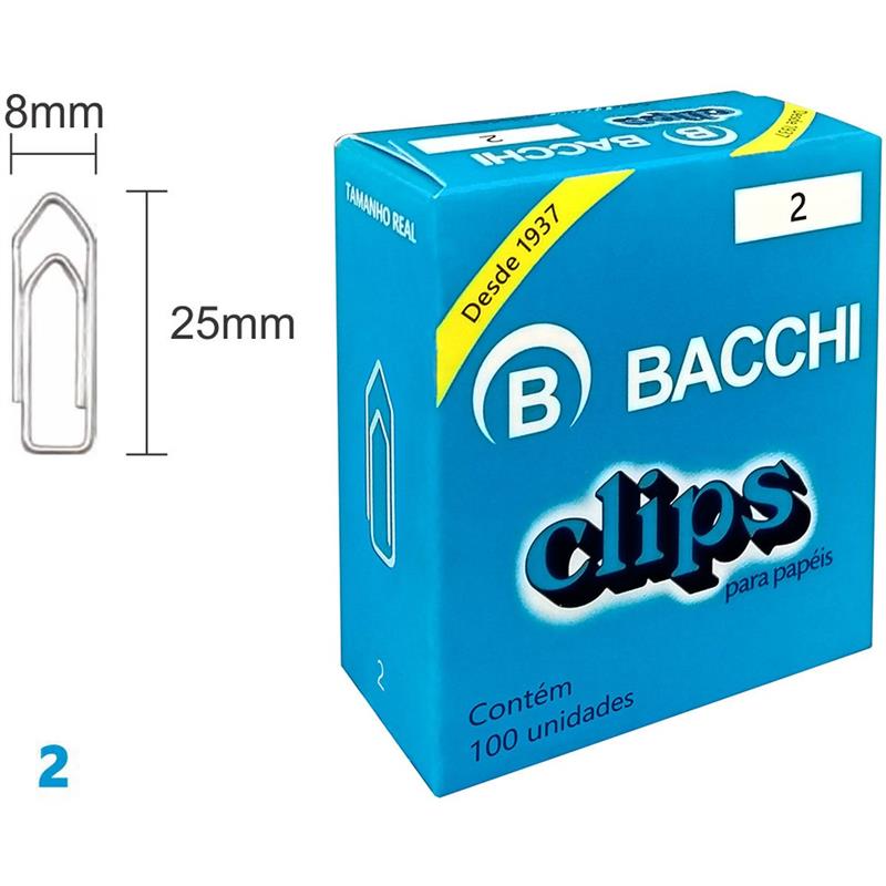 CLIPE GALVANIZADO ACO 2 100 UNIDADES - BACCHI PCT.C/10