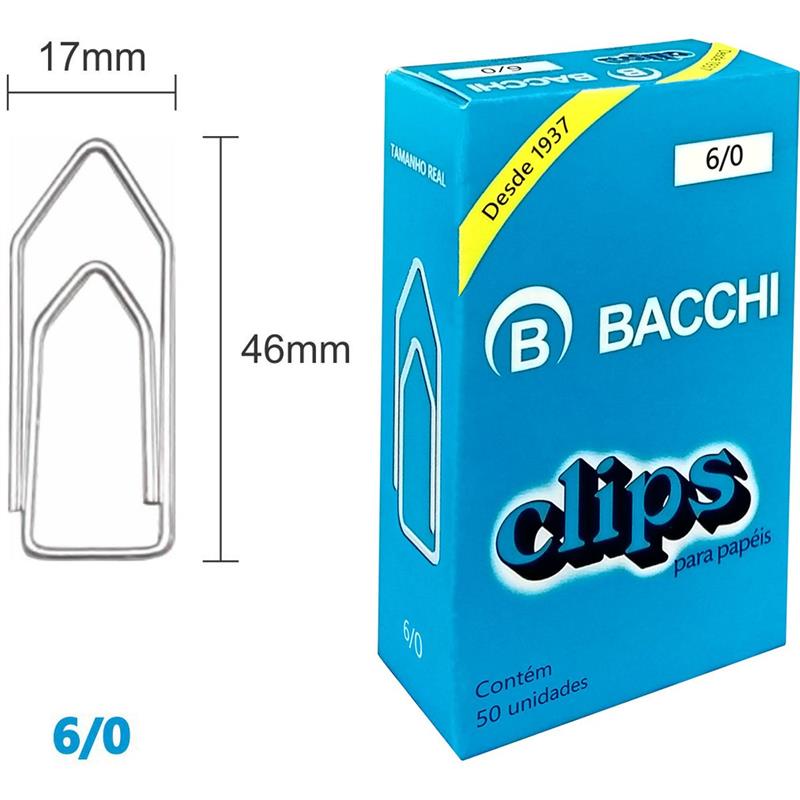 CLIPE GALVANIZADO ACO 6/0 50 UNIDADES - BACCHI PCT.C/10