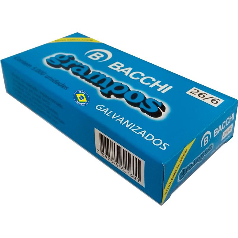 GRAMPO PARA GRAMPEADOR TOT GALVANIZADO 1000 GRAMPOS - BACCHI PCT.C/10