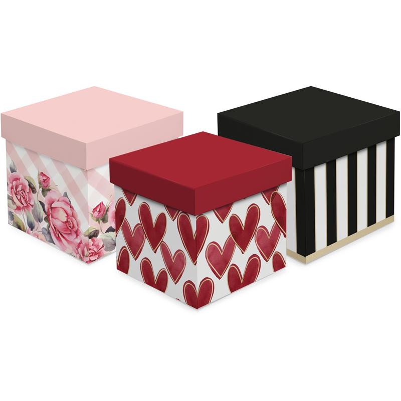 CAIXA PARA PRESENTE COM TAMPA 13 CM X 13 CM X 13 CM (SORTIDO) - CROMUS PCT.C/10