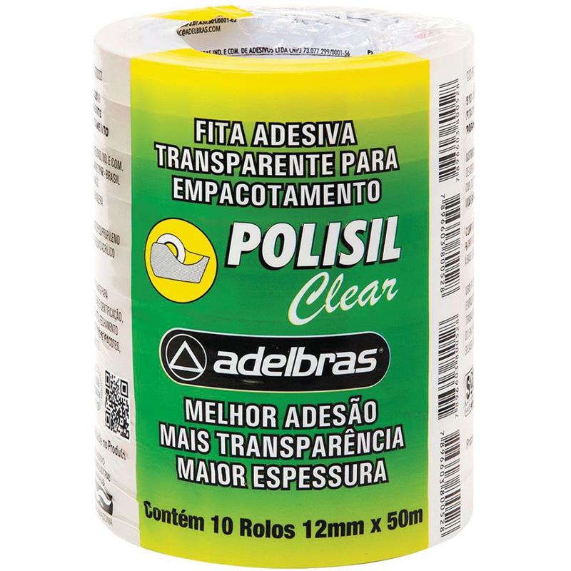FITA ADESIVA POLISIL 12MMX50M TRANSPARENTE ADELBRAS UNIDADE