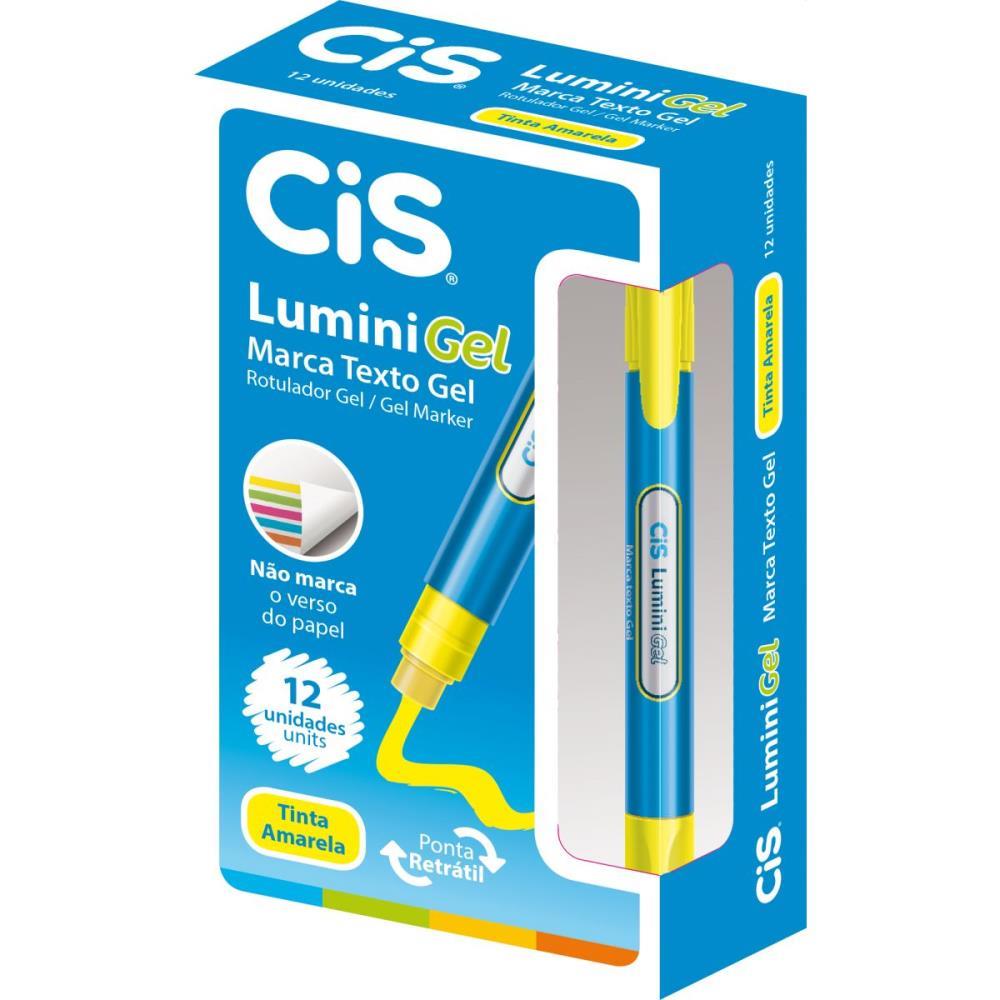 CANETA MARCA TEXTO CIS LUMINI GEL AMARELA SERTIC CX.C/12