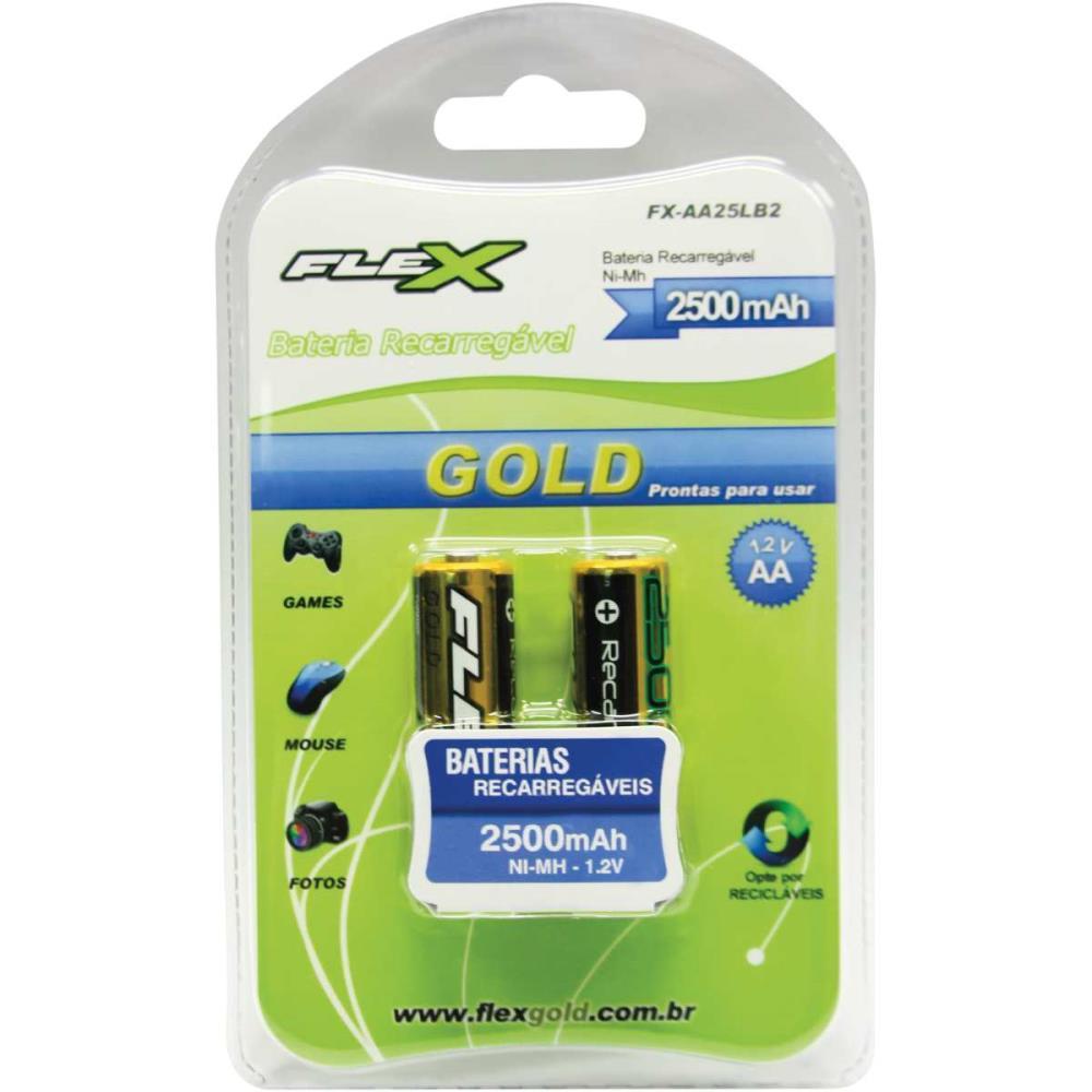PILHA RECARREGAVEL PEQUENA AA FLEX GOLD 2500MAH FLEX BL.C/02
