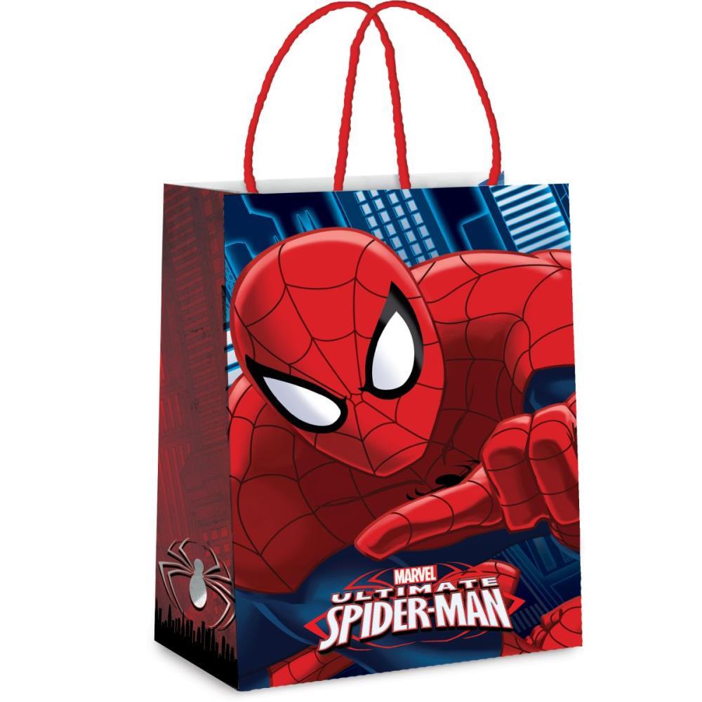 SACOLA PARA PRESENTE DECORADA SPIDER-MAN LAMINADA 26X19,5X9 CROMUS PCT.C/10