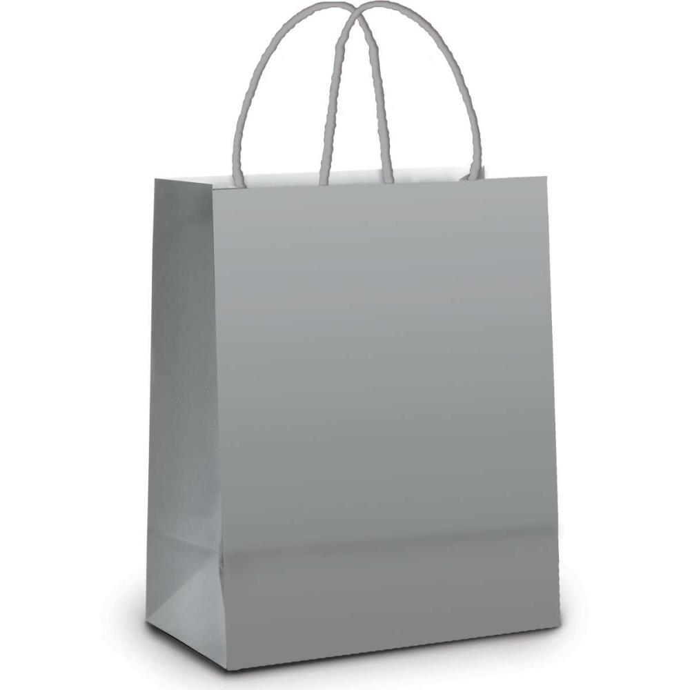 SACOLA PARA PRESENTE LISA PRATA 26X19,5X9,5CM. CROMUS PCT.C/10