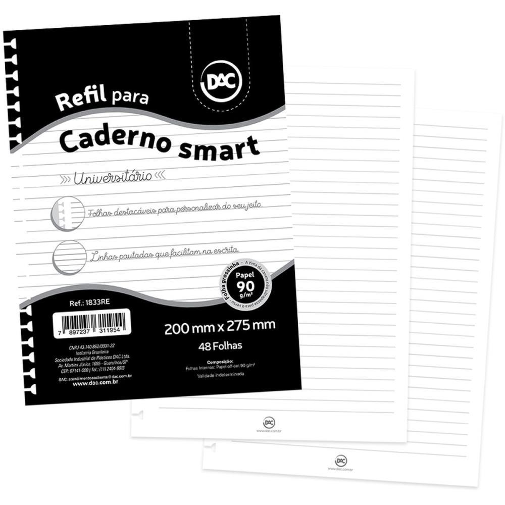 CADERNO/REFIL SMART UNIVERSITARIO BRANCO 48F DAC UNIDADE