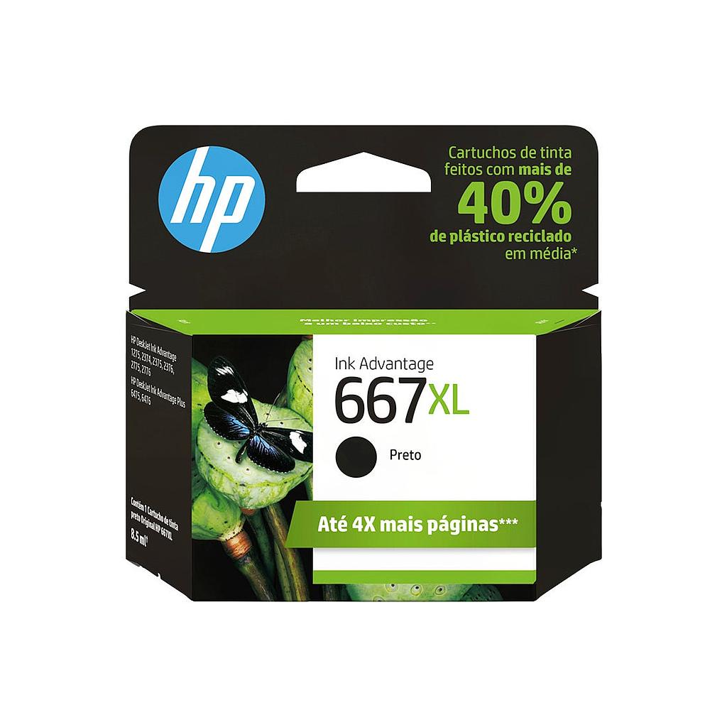 CARTUCHO ORIGINAL HP 667XL PRETO INK ADVANTAGE HP UNIDADE