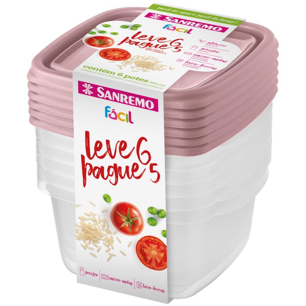 POTE PLASTICO CONJ. L6P5 POTE FACIL 800ML(S) SANREMO KIT