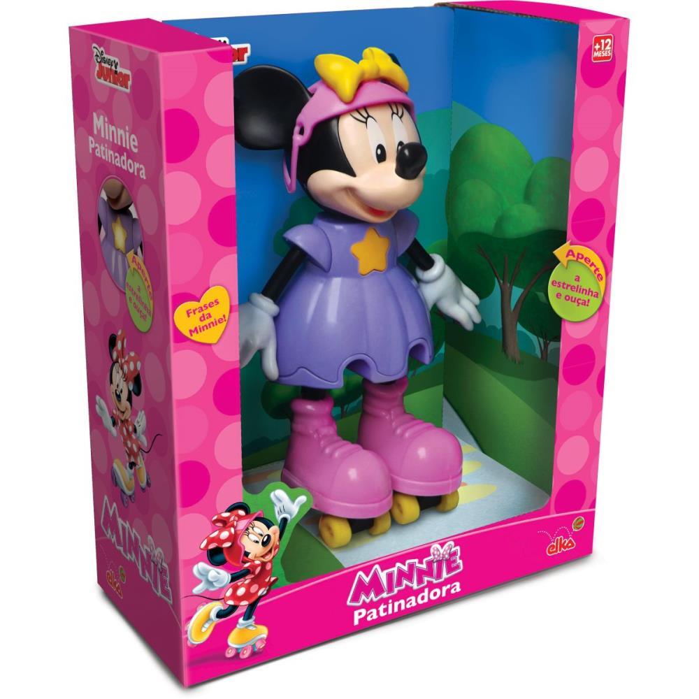 BONECA COM MECANISMO MINNIE PATINADORA 25CM. ELKA UNIDADE