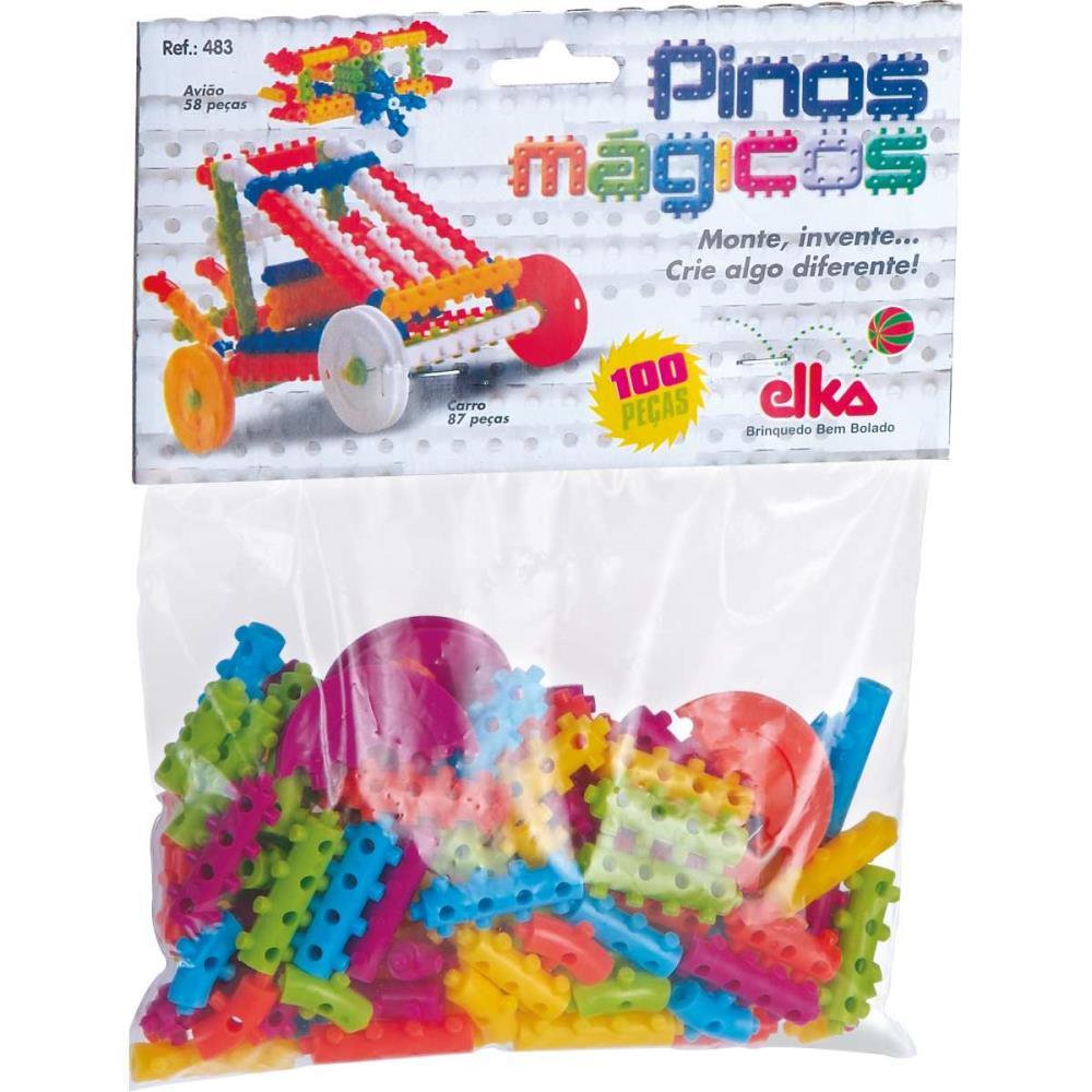 BRINQUEDO PARA MONTAR PINOS MAGICOS 100 PECAS ELKA UNIDADE