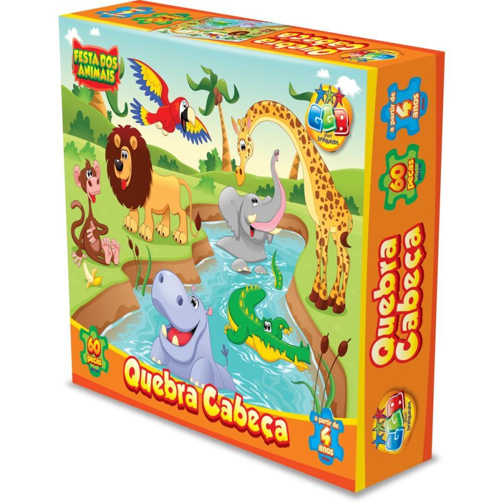 QUEBRA-CABECA CARTONADO FESTA DOS ANIMAIS 60PCS GGB PLAST UNIDADE