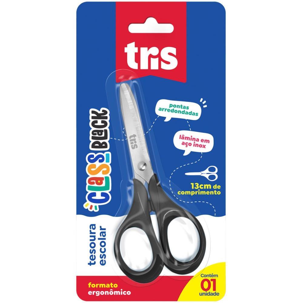 TESOURA ESCOLAR TRIS CLASS BLACK 13CM SUMMIT UNIDADE