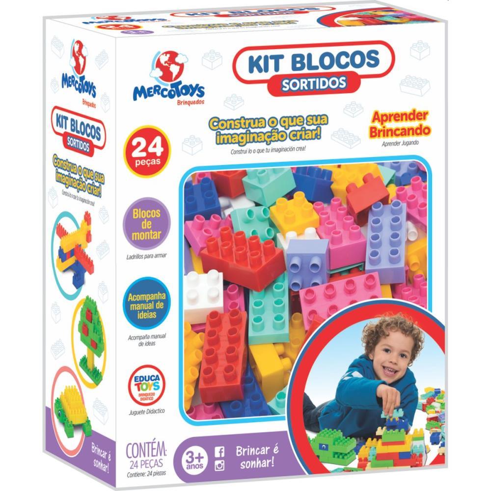 BRINQUEDO PARA MONTAR KIT BLOCOS 24PCS SORTIDOS MERCO TOYS UNIDADE