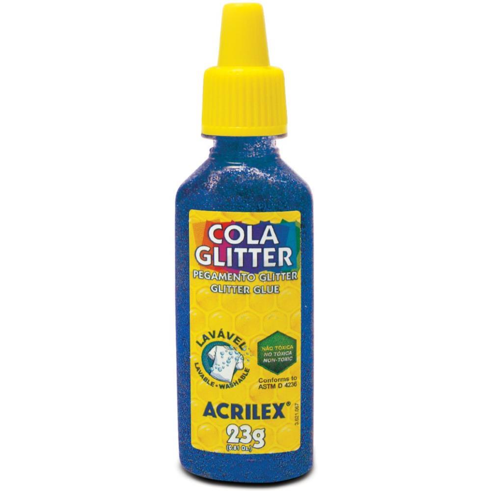 COLA COM GLITTER TUBO 23G. AZUL ACRILEX DUZIA