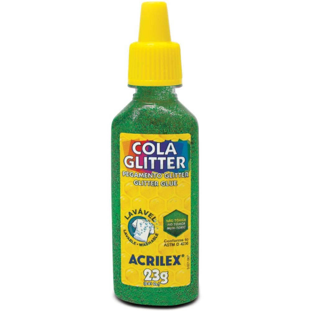 COLA COM GLITTER TUBO 23G. VERDE ACRILEX DUZIA