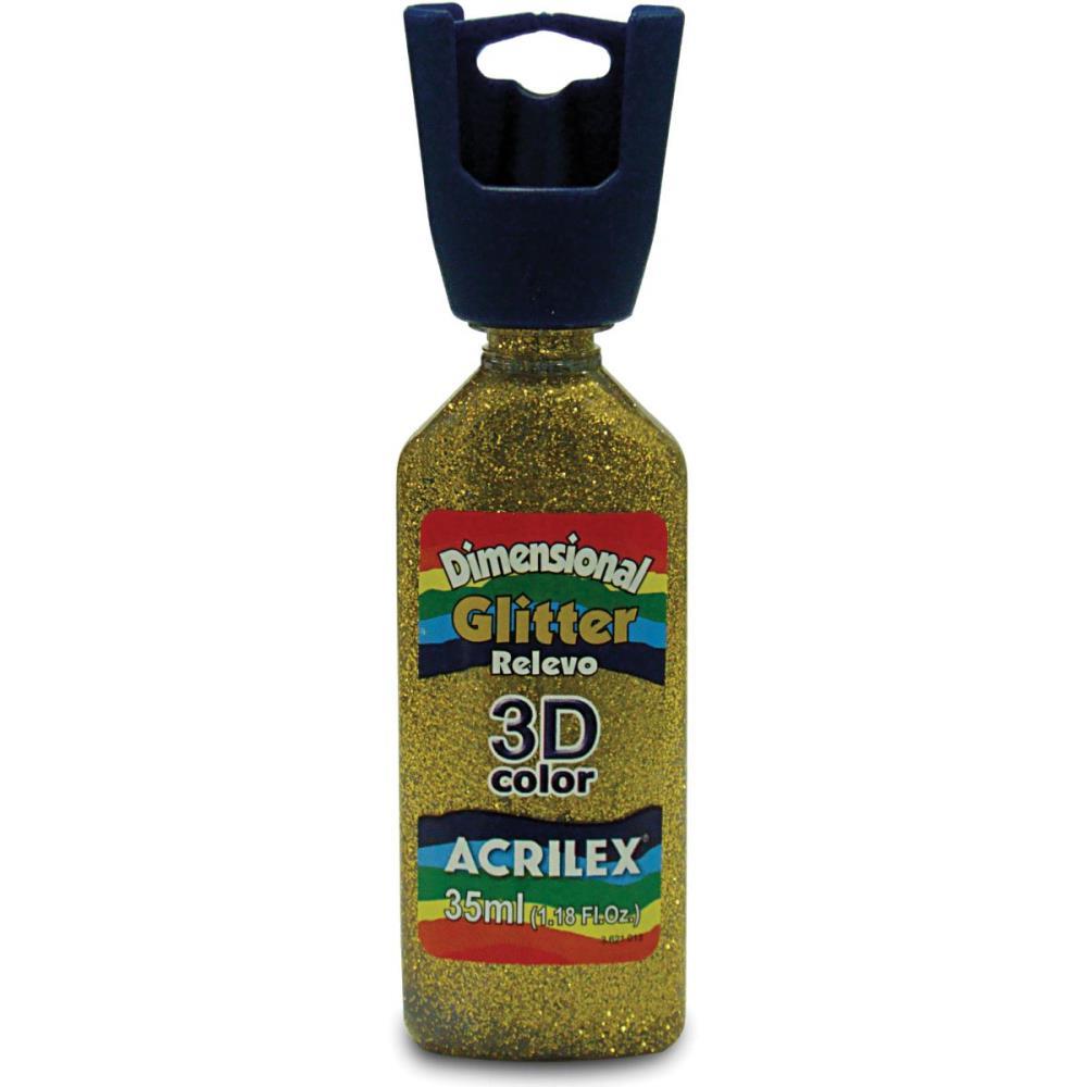 TINTA RELEVO DIMENSIONAL GLITTER OURO 35ML ACRILEX PCT.C/06