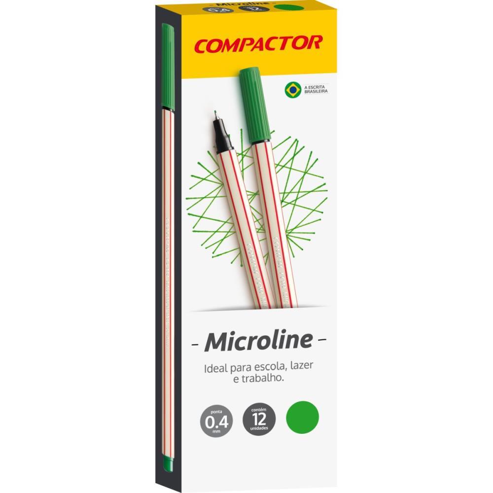 CANETA COM PONTA POROSA MICROLINE 0,4MM VERDE COMPACTOR CX.C/12