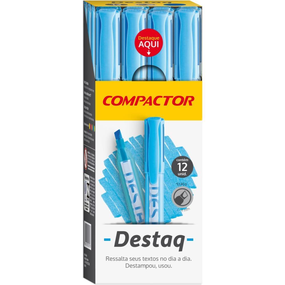 CANETA MARCA TEXTO DESTAQ FLUORESCENTE AZUL COMPACTOR CX.C/12