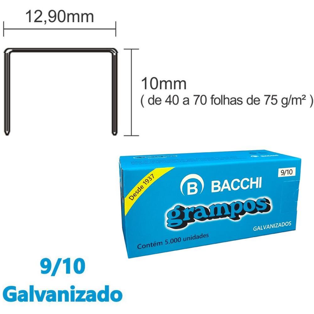 GRAMPO PARA GRAMPEADOR 9/10 GALVANIZADO 5000 GRAMPOS BACCHI CAIXA