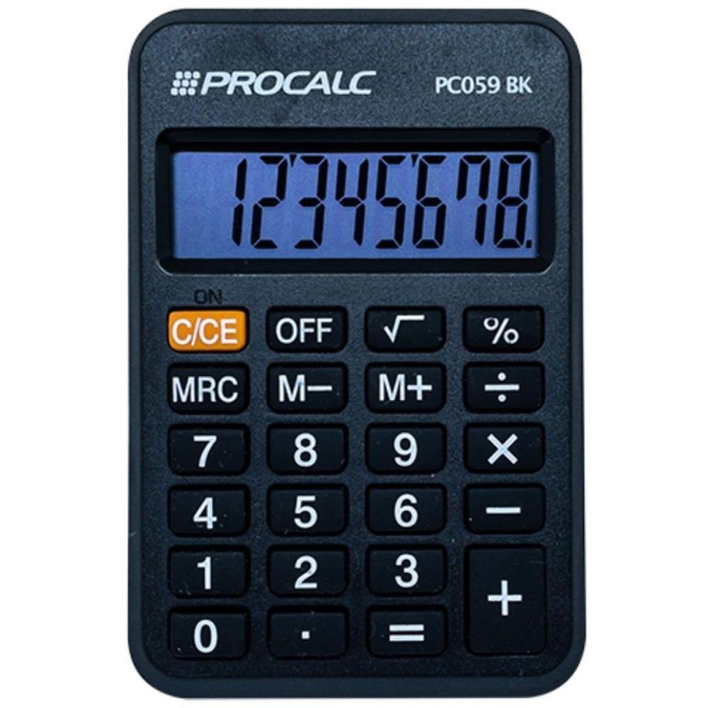CALCULADORA DE BOLSO 8 DIGITOS PRETA PROCALC UNIDADE