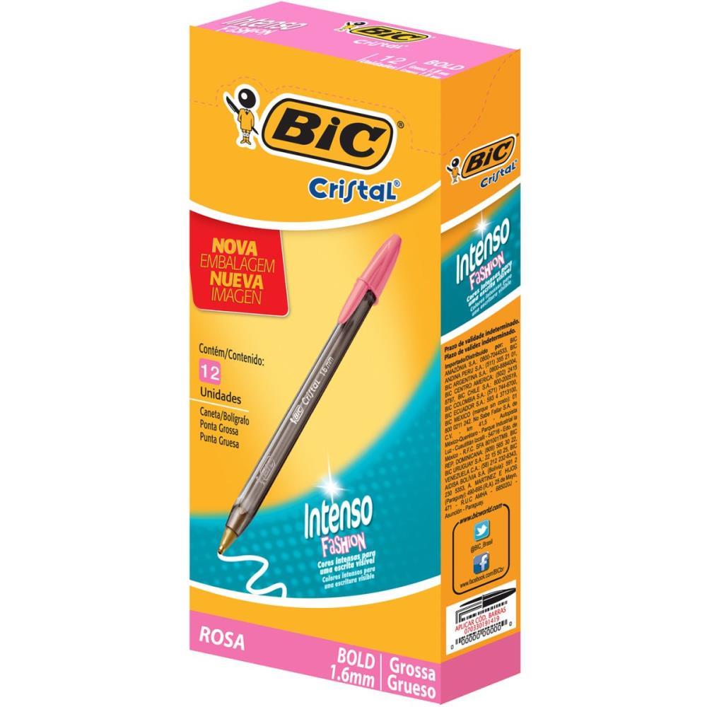CANETA ESFEROGRAFICA CRISTAL BOLD FASHION ROSA BIC CX.C/12