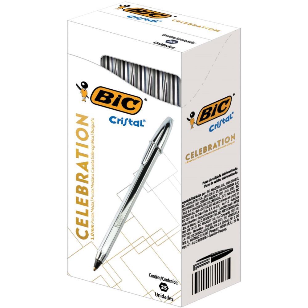 CANETA ESFEROGRAFICA CRISTAL CELEBRATION PRATA BIC CX.C/25