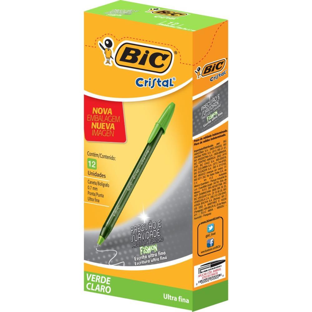 CANETA ESFEROGRAFICA CRISTAL FASHION FINE VERDE BIC CX.C/12