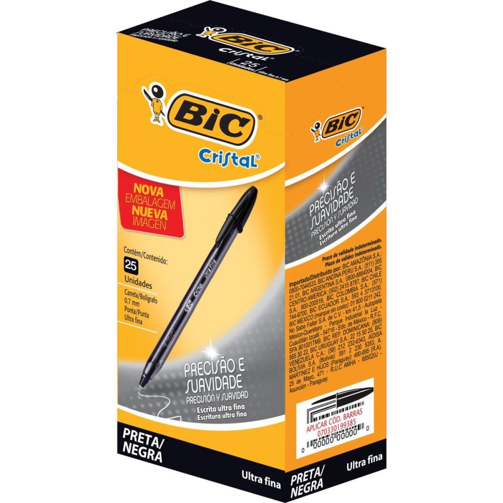 CANETA ESFEROGRAFICA CRISTAL ULTRA FINE PRETA BIC CX.C/25