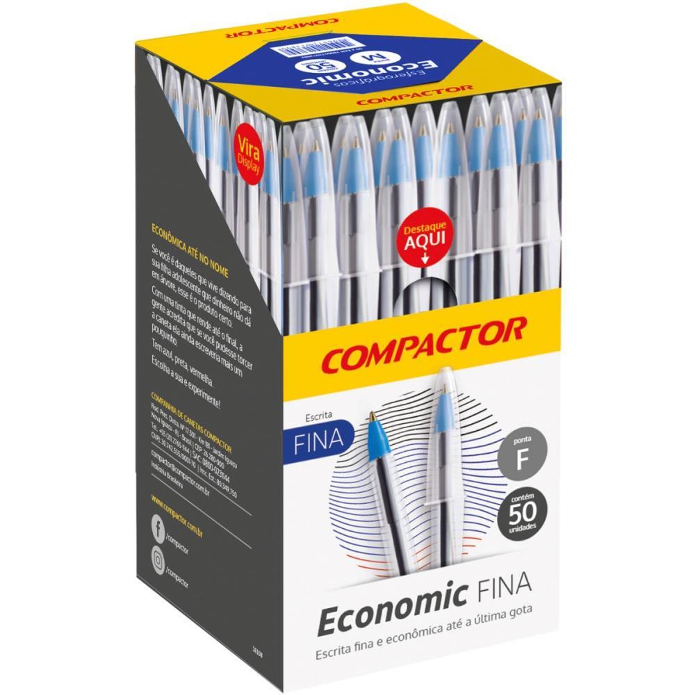 CANETA ESFEROGRAFICA ECONOMIC FINA AZUL COMPACTOR CX.C/50