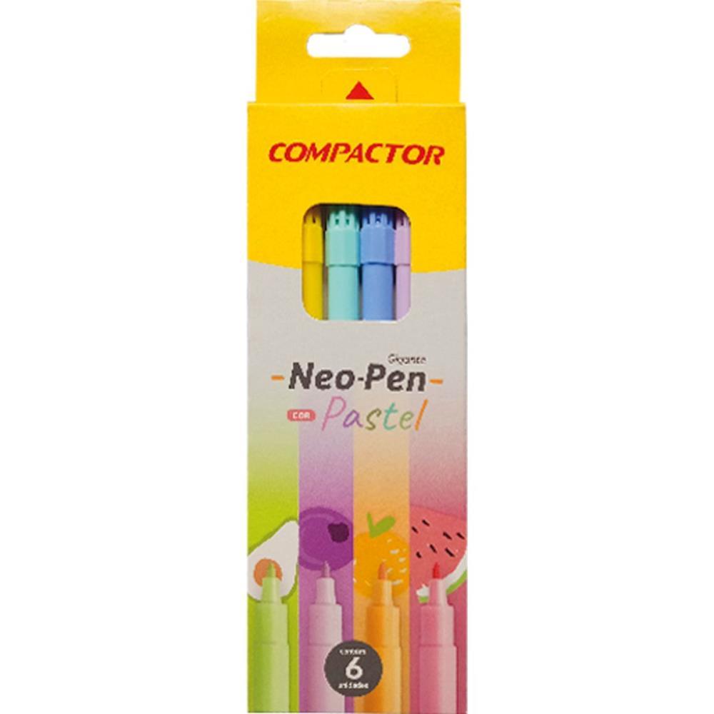 CANETA HIDROGRAFICA NEO-PEN GIGANTE 06 CORES PASTE COMPACTOR PCT.C/05
